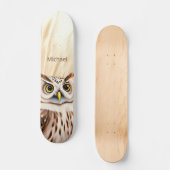 Witte bruine uil monogram skateboard (Voorkant)