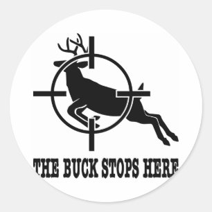 Witte Buck Stopt hier in dieper bereik Ronde Sticker