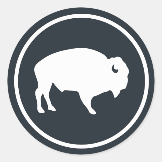 Witte Buffalo buiten Ronde Sticker (Voorkant)