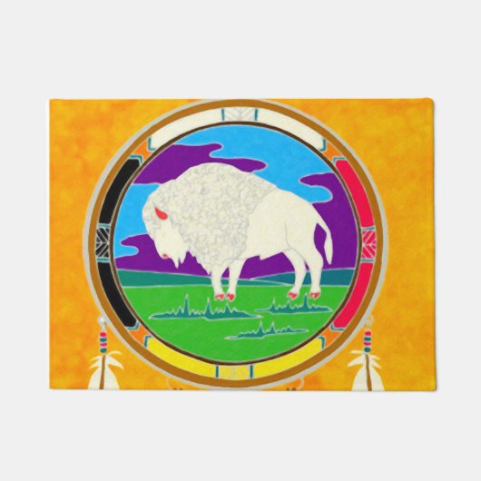 Witte Buffalo Native American Deat Deurmat (Voorkant)