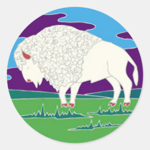 Witte Buffalo Native Amerikaanse ronde Sticker