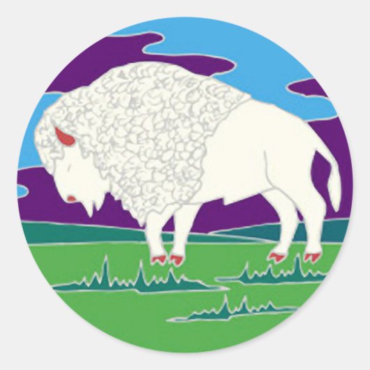 Witte Buffalo Native Amerikaanse ronde Sticker (Voorkant)