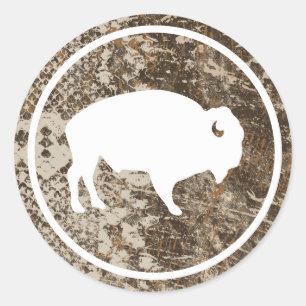 Witte Buffel Buitenshuis 3" Ronde Camouflage Stick Sticker