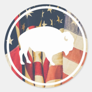 Witte Buffel Buitenshuis Amerikaanse vlag Sticker