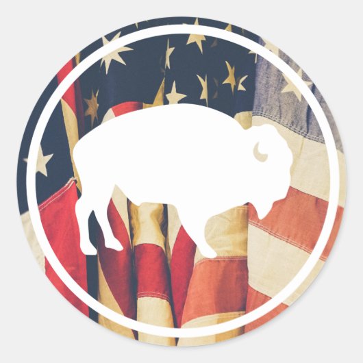 Witte Buffel Buitenshuis Amerikaanse vlag Sticker (Voorkant)