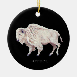 Witte buffel keramisch ornament