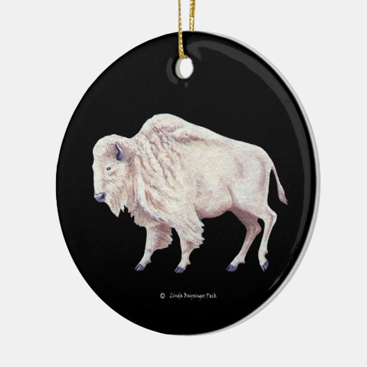 Witte buffel keramisch ornament (Links)