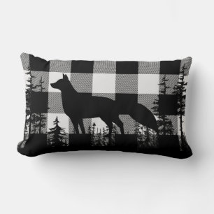 Witte Buffel Plaid Woodland Pine Forest Fox Kussen