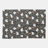 Witte Bunnies en lentbloemen Theedoek (Horizontaal)