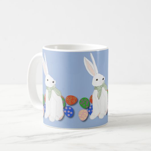 Witte Bunny en Eieren Koffiemok (Voorkant links)
