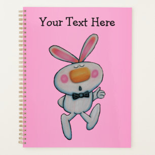 Witte Bunny Oranje Neus Rosy wangen Levendig Roze Planner