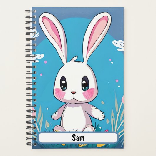 Witte Bunny Planner met  Nametag (Voorkant)