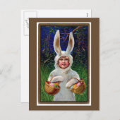  Witte Bunny Suit Paas Briefkaart (Voorkant / Achterkant)