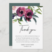 WITTE BURGUNDY FLORA BUNCH WEDING DANK U KAART (Voorkant / Achterkant)