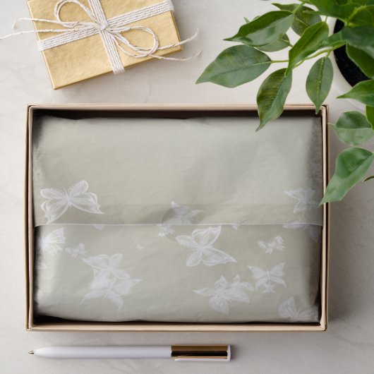 Witte Butterflies Tissuepapier (Geschenk)