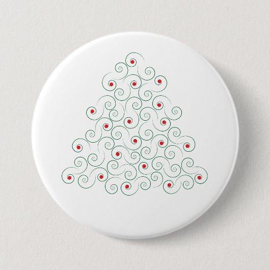 Witte Button met kerstbomen (Voorkant)