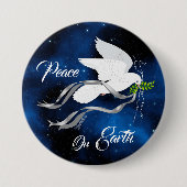 Witte Button met kerstduif (Voorkant)