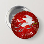 Witte Button met kerstduif (Voorkant /achterkant)