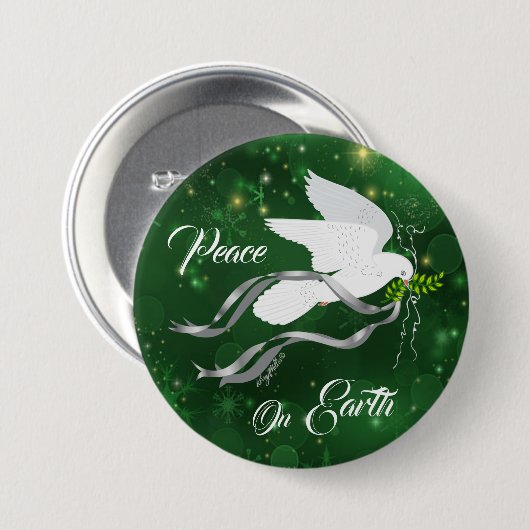Witte Button met kerstduif (Voorkant /achterkant)