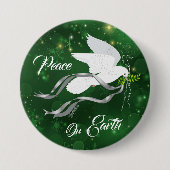 Witte Button met kerstduif (Voorkant)