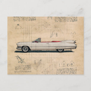 witte Cadillac auto Briefkaart