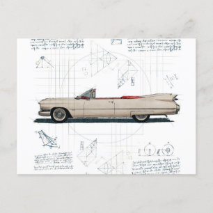  witte Cadillac auto Briefkaart
