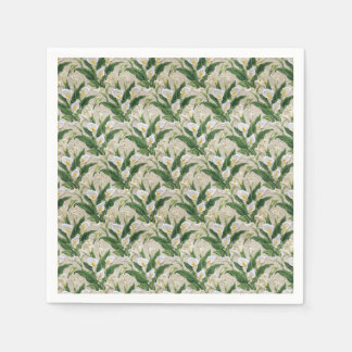 Witte Calla Lelie Geborduurd Botanisch Patroon Servet
