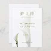 Witte Calla Lelie Save the Date Aankondiging (Voorkant / Achterkant)