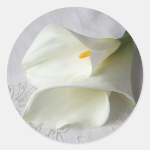 Witte Calla lelies op decoratieve doek stickers