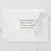 Witte calla lilies op linnen bedankt maid of eren aankondiging (Achterkant)