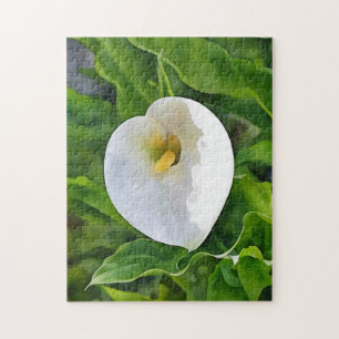 Witte Calla Lily Bloem in Tuin Kunst Puzzel