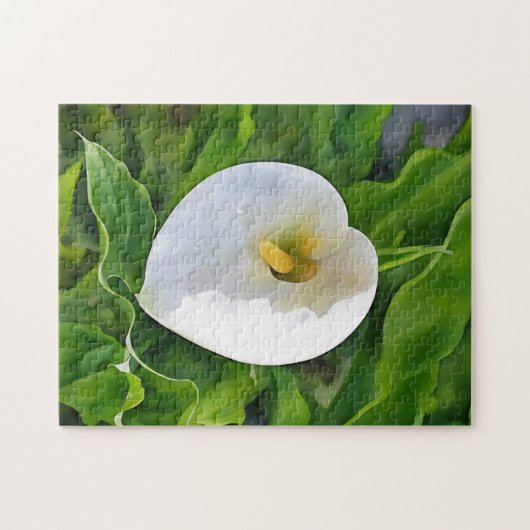 Witte Calla Lily Bloem in Tuin Kunst Puzzel Legpuzzel (Horizontaal)