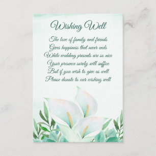 Witte Calla Lily Bloemen Bruiloft Wishing Well Kaa Informatiekaartje