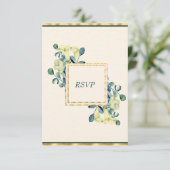 Witte Calla Lily en Eucalyptus RSVP Kaartje (Staand voorkant)