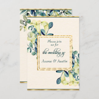 Witte Calla Lily en Eucalyptus Save The Date