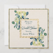 Witte Calla Lily Eucalyptus Ivoor Gouden Douche Kaart (Voorkant)