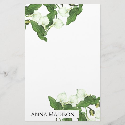  witte Calla Lily Flowers Stationery Briefpapier (Voorkant)
