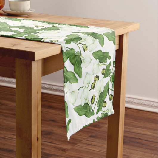 Witte Calla Lily Flowers Table Runner Lange Tafelloper (Voorbeeld)