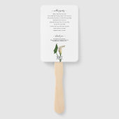 Witte Calla Lily Groene Botanische Huwelijksprogra Handwaaier (Achterkant)