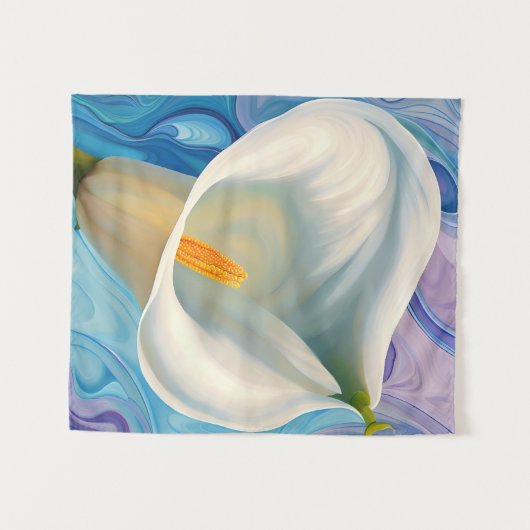 Witte Calla Lily in stijl van Georgia O'Keeffe Wandkleed (Voorkant (horizontaal))