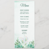 Witte Calla Lily monogram menu's (Voorkant)