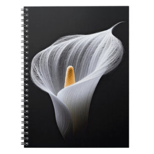 Witte Calla Lily op zwart Notitieboek