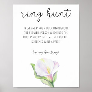 Witte calla - Ring hunt vrijgezellenfeest spel Poster