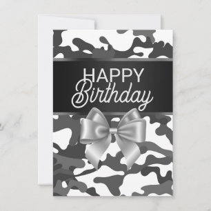 Witte Camo & Bow Happy Birthday Day Kaart