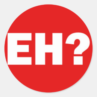 Witte Canadese EH met vraagteken op rood Ronde Sticker