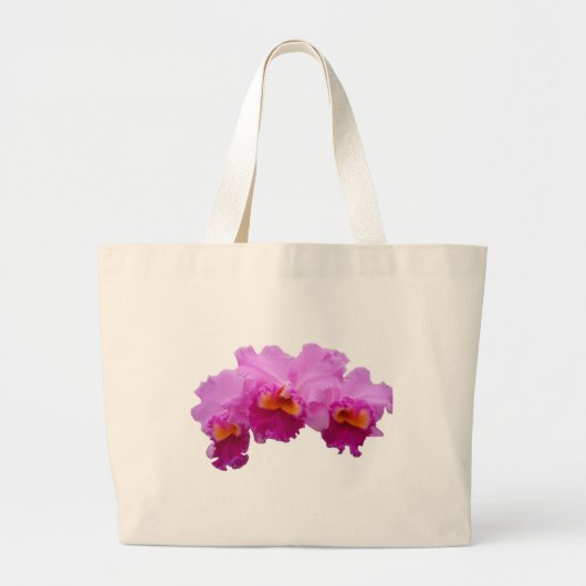 Witte Canvas tas met orchideeën (Voorkant)