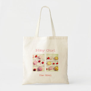 Witte Canvas tas met zoete taarten/cupcakes