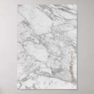 Witte Carrara marmer goud klassieke gepersonalisee Poster