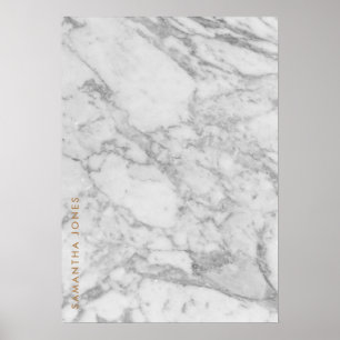Witte Carrara marmer gouden klassieke gepersonalis Poster