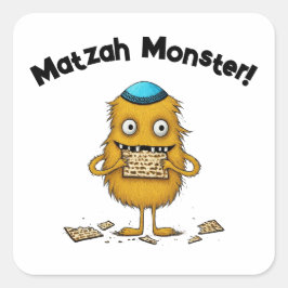 Witte Cartoon Matzah Monster Pascha Sticker